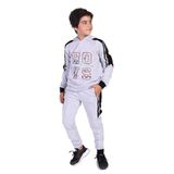 Toontoy Erkek Çocuk Kapüşonlu Baskılı Eşofman Takımı Gri Melanj 10-11 YAŞ