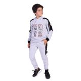 Toontoy Erkek Çocuk Kapüşonlu Baskılı Eşofman Takımı Gri Melanj 6-7 YAŞ