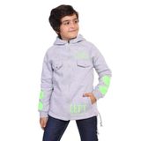Toontoy Erkek Çocuk Kapüşonlu Baskılı Hırka Gri Melanj 10 YAŞ