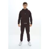 Toontoy Erkek Çocuk Kapüşonlu Eşofman Takım Kahverengi 8-9 YAŞ