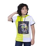 Toontoy Erkek Çocuk Kapüşonlu Garni Detaylı Baskılı Tişört Yeşil 10 YAŞ