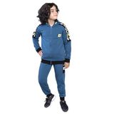 Toontoy Erkek Çocuk Kapüşonlu Garni Detaylı Eşofman Takımı Petrol Mavi 6-7 YAŞ
