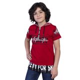 Toontoy Erkek Çocuk Kapüşonlu Garni Detaylı Tişört Kırmızı 14 YAŞ