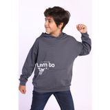 Toontoy Erkek Çocuk Kapüşonlu Kanguru Cepli Baskılı Sweatshirt Füme 12 YAŞ