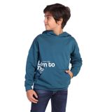 Toontoy Erkek Çocuk Kapüşonlu Kanguru Cepli Baskılı Sweatshirt Petrol Mavi 10 YAŞ