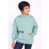 Toontoy Erkek Çocuk Kapüşonlu Kanguru Cepli Baskılı Sweatshirt Yeşil 12 YAŞ