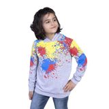 Toontoy Erkek Çocuk Kapüşonlu Renkli Püskürtme Baskılı Sweatshirt Gri Melanj 8 YAŞ