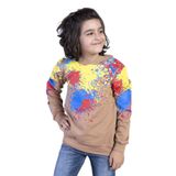 Toontoy Erkek Çocuk Kapüşonlu Renkli Püskürtme Baskılı Sweatshirt Kahverengi 10 YAŞ