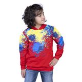 Toontoy Erkek Çocuk Kapüşonlu Renkli Püskürtme Baskılı Sweatshirt Kırmızı 8 YAŞ