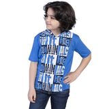 Toontoy Erkek Çocuk Kapüşonlu Yazı Baskılı Tişört Saks 6 YAŞ