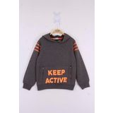 Toontoy Erkek Çocuk Keep Active Baskılı Sweatshirt - 10 Yaş - Antrasit Melanj