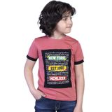 Toontoy Erkek Çocuk Kolları Garni Detaylı Yazı Baskılı Tişört Nar Çiçeği 6 YAŞ