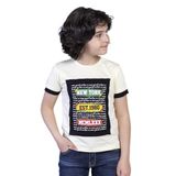 Toontoy Erkek Çocuk Kolları Garni Detaylı Yazı Baskılı Tişört Sarı 4 YAŞ