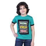 Toontoy Erkek Çocuk Kolları Garni Detaylı Yazı Baskılı Tişört Yeşil 5 YAŞ