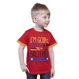 Toontoy Erkek Çocuk Kolları Neon Şerit Detaylı Baskılı Tişört Kırmızı 4 YAŞ