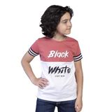 Toontoy Erkek Çocuk Kolları Şerit Detaylı İki Renkli Baskılı Tişört Nar Çiçeği 7 YAŞ