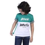 Toontoy Erkek Çocuk Kolları Şerit Detaylı İki Renkli Baskılı Tişört Yeşil 5 YAŞ