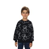 TOONTOY Erkek Çocuk Komple Ayı Baskılı Sweatshirt, 5 Yaş, 24769, Siyah, erkek-çocuk