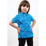 Toontoy Erkek Çocuk Komple Desenli Tişört - 2 Yaş - Saks