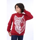 Toontoy Erkek Çocuk Kurt Baskılı Sweatshirt - 8 Yaş - Bordo