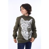 Toontoy Erkek Çocuk Kurt Baskılı Sweatshirt - 8 Yaş - Haki