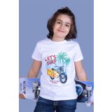 Toontoy Erkek Çocuk Motorsiklet Baskılı Tişört Beyaz 10 YAŞ