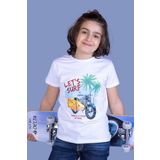 Toontoy Erkek Çocuk Motorsiklet Baskılı Tişört Beyaz 4 YAŞ