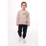 Toontoy Erkek Çocuk Nakışlı Eşofman Takım Bej 3 YAŞ
