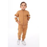 Toontoy Erkek Çocuk Nakışlı Eşofman Takım Kahverengi 3 YAŞ