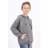 Toontoy Erkek Çocuk Nakışlı Sweatshirt Antrasit Melanj 8-9 YAŞ
