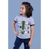 Toontoy Erkek Çocuk Neon Uyumlu Baskılı Garni Detaylı Tişört - 10 Yaş - Gri Melanj