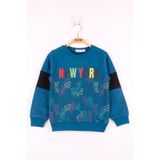 Toontoy Erkek Çocuk New York Baskılı Sweatshirt Petrol Mavi 3 YAŞ
