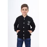 Toontoy Erkek Çocuk Okul Nakışlı Hırka Siyah 8-9 YAŞ