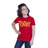 Toontoy Erkek Çocuk Örgü Kumaş Detaylı Today Baskılı Tişört Kırmızı