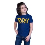 TOONTOY Erkek Çocuk Örgü Kumaş Detaylı Today Baskılı Tişört, Lacivert, 8 Yaş