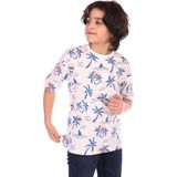Toontoy Erkek Çocuk Palmiya Ağacı Baskılı Tişört - 12 - 13 Yaş - Saks