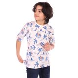 Toontoy Erkek Çocuk Palmiya Ağacı Baskılı Tişört Saks 8-9 YAŞ