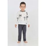 Toontoy Erkek Çocuk Palmiye Baskılı Pijama Takım - Füme - 5 Yaş