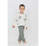 Toontoy Erkek Çocuk Palmiye Baskılı Pijama Takım - Koyu Yeşil - 4 Yaş