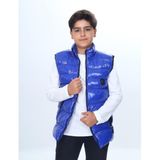 Toontoy Erkek Çocuk Parlak Görünümlü Göğsü Armalı Yelek Saks 5-6 YAŞ