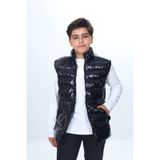 Toontoy Erkek Çocuk Parlak Görünümlü Göğsü Armalı Yelek Siyah 12-13 YAŞ