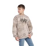 TOONTOY Erkek Çocuk Play Baskılı Sweatshirt, Bej, 6-7 Yaş