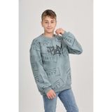TOONTOY Erkek Çocuk Play Baskılı Sweatshirt, Mavi, 8-9 Yaş