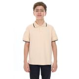 Toontoy Erkek Çocuk Polo Yaka Kolu Baskılı Tişört Bej 6-7 YAŞ