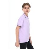 Toontoy Erkek Çocuk Polo Yaka Kolu Baskılı Tişört Lila 10-11 YAŞ