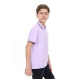 Toontoy Erkek Çocuk Polo Yaka Kolu Baskılı Tişört Lila 6-7 YAŞ