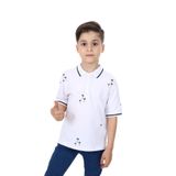 Toontoy Erkek Çocuk Polo Yaka Palmiye Baskılı Tişört Beyaz 4 YAŞ