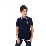 Toontoy Erkek Çocuk Polo Yaka Palmiye Baskılı Tişört Lacivert 12-13 YAŞ