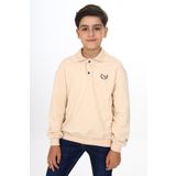 Toontoy Erkek Çocuk Polo Yaka Tnty Baskılı Sweatshirt Bej 13-14 YAŞ