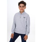 Toontoy Erkek Çocuk Polo Yaka Tnty Baskılı Sweatshirt Gri Melanj 10-11 YAŞ